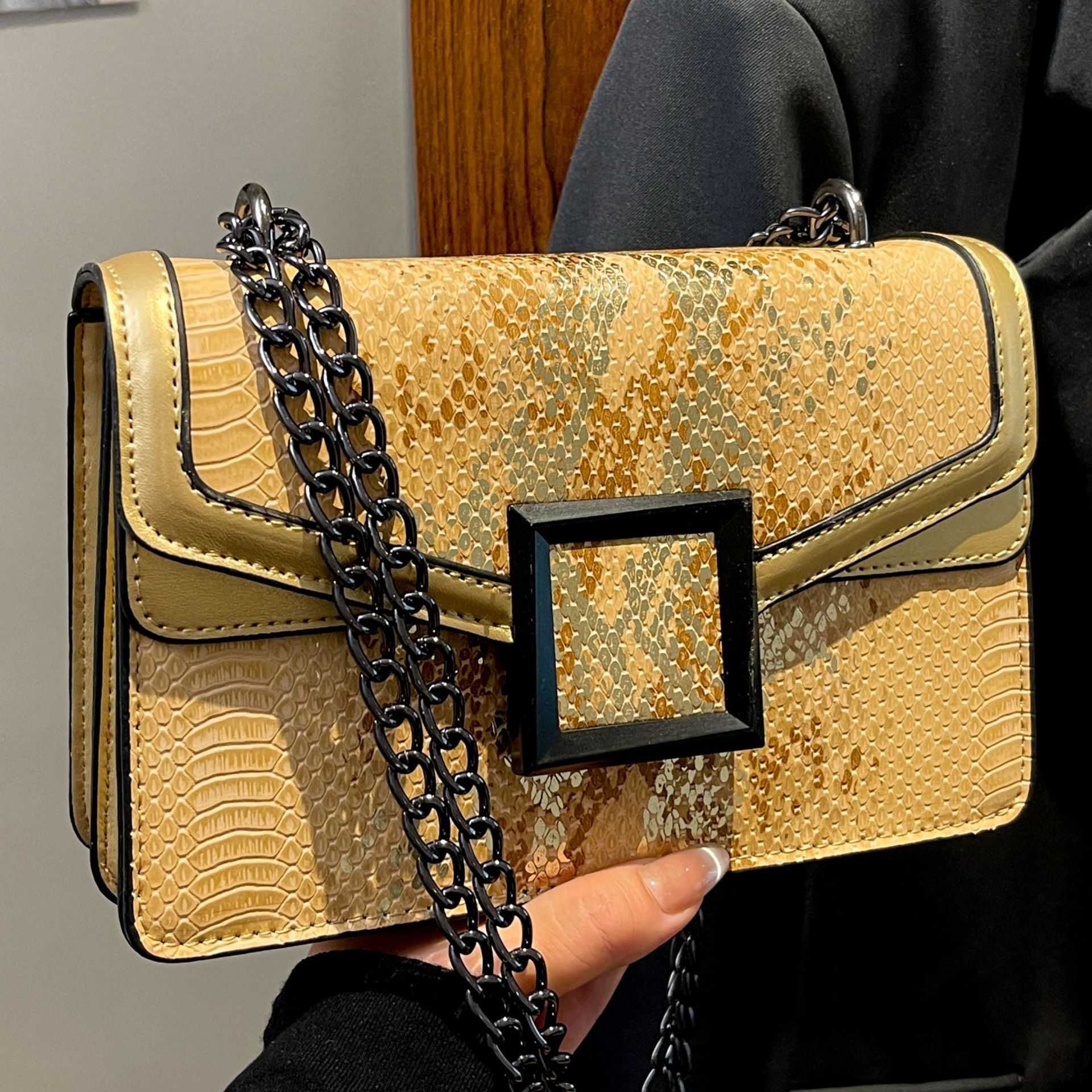 Luxury Brand Designer Bag Fashion Light Luxury Chain Small Bag For Women 2025 New Model High-Quality Texture Shoulder Bag Snake Skin Pattern Crossbody