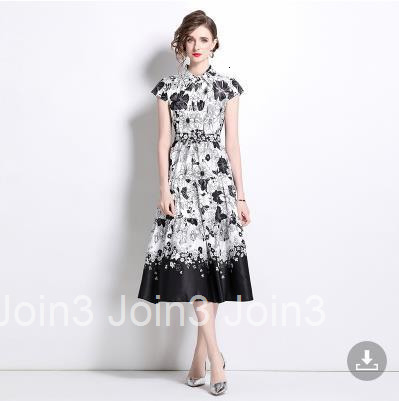 6076 Fashion Versatile Waist-Cinching Slimming Positioning Printed Dress