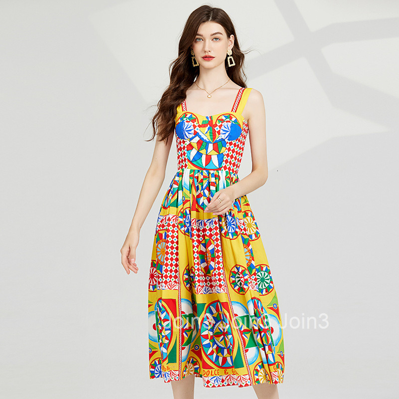 605 summer new womens printed three-dimensional strapless suspender dress with elastic back and high waist skirt