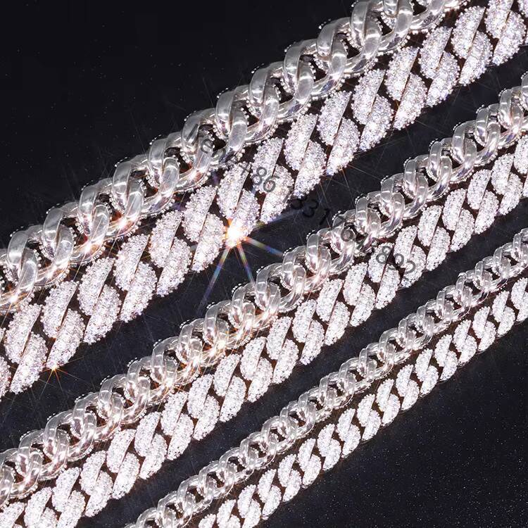 9mm 13mm Iced Out Moissanite Diamond Hiphop Style Jewelry S925 Sterling Cuban Link Chain
