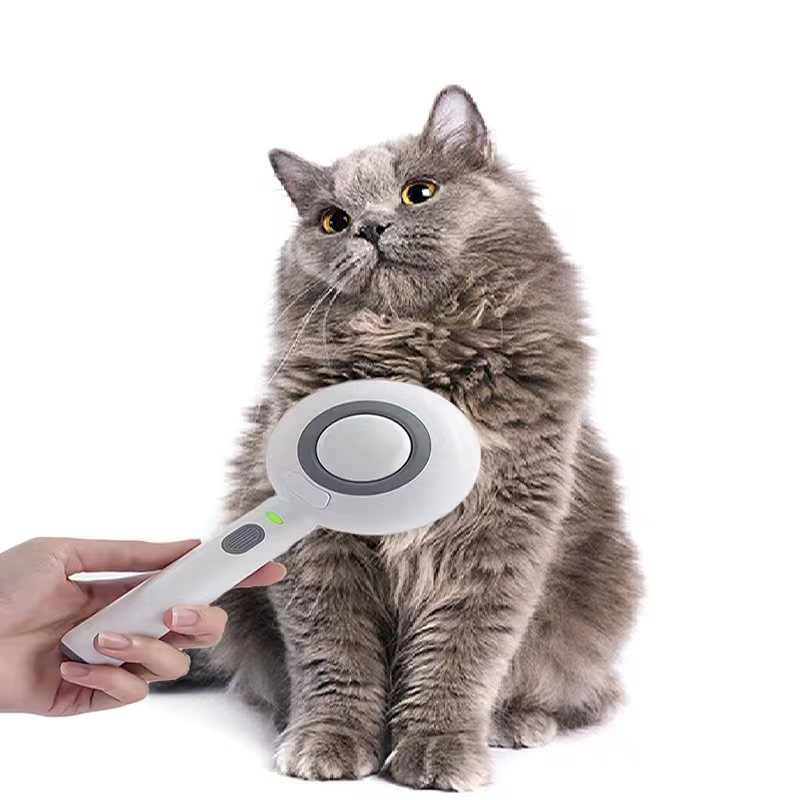 Rechargeable Pet Grooming Brush with Spray Function -Smart Deshedding Tool for Dogs and Cats, Stainless Steel, Electrostatic and Portable Hair Remover