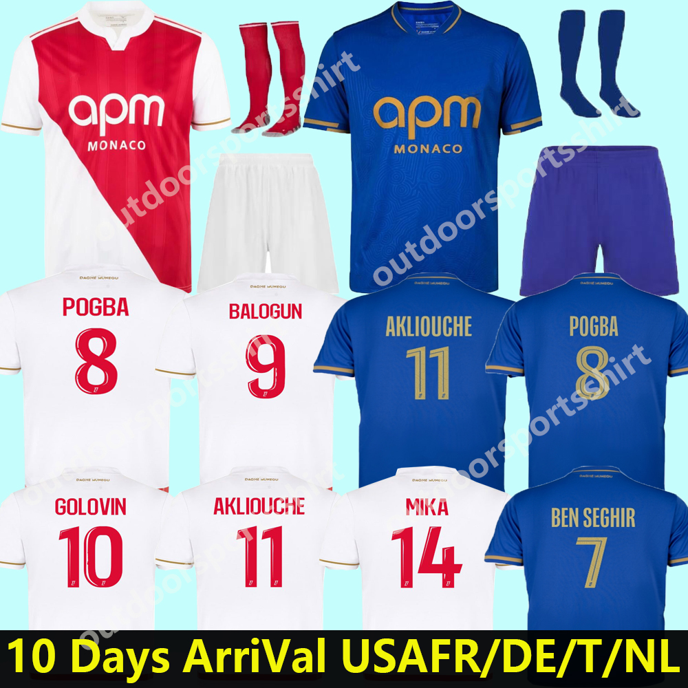 2025 2026 AS Monaco POGBA Soccer Jerseys ANSU FATI MINAMINO AKLIOUCHE GOLOVIN 25 26 maillot de foot Black Centenary Kit AKLIOUCHE 100 Years Football Shirts Kids Kit