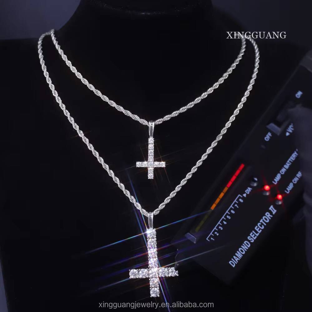 New Design Cross Pendant Real 925 Silver VVS D GRA Moissanite Diamond Pendant Fine Jewelry Hip Hop Pendant Custom for Men Women