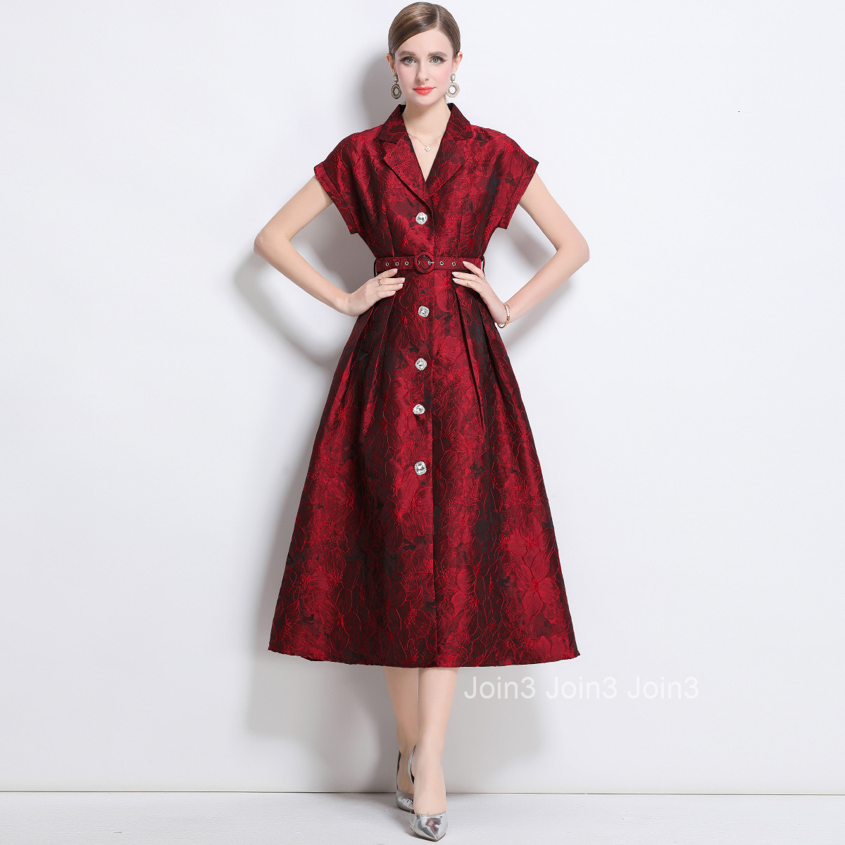 5863 Spring Jacquard Long Hem Elegant Banquet Dress Long Gown Socialite Dress