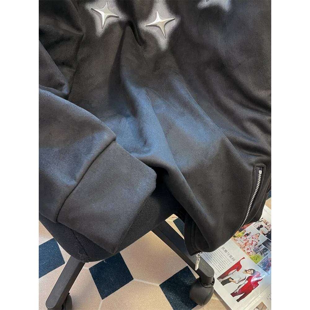 High Street Oversized Irregular Half Zip Hoodie For Men Women Autumn And Winter American Style Stylish Suede Jacket