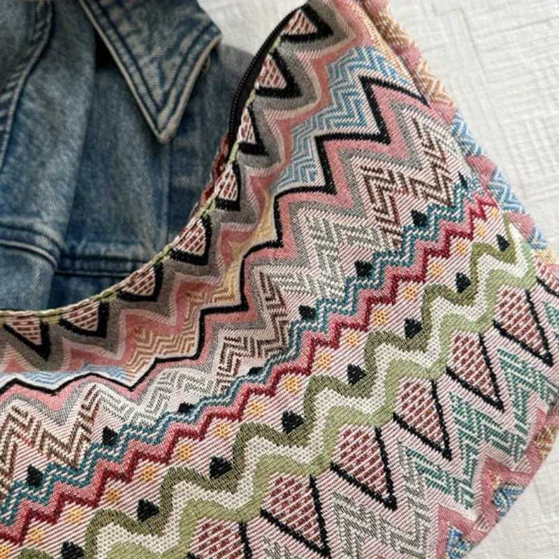 Bohemian Style Crossbody Bag Large Capacity Stylish Chest Bag Dumpling Backpack Heavy Canvas The Shoulder Strap Adjustable Y250719