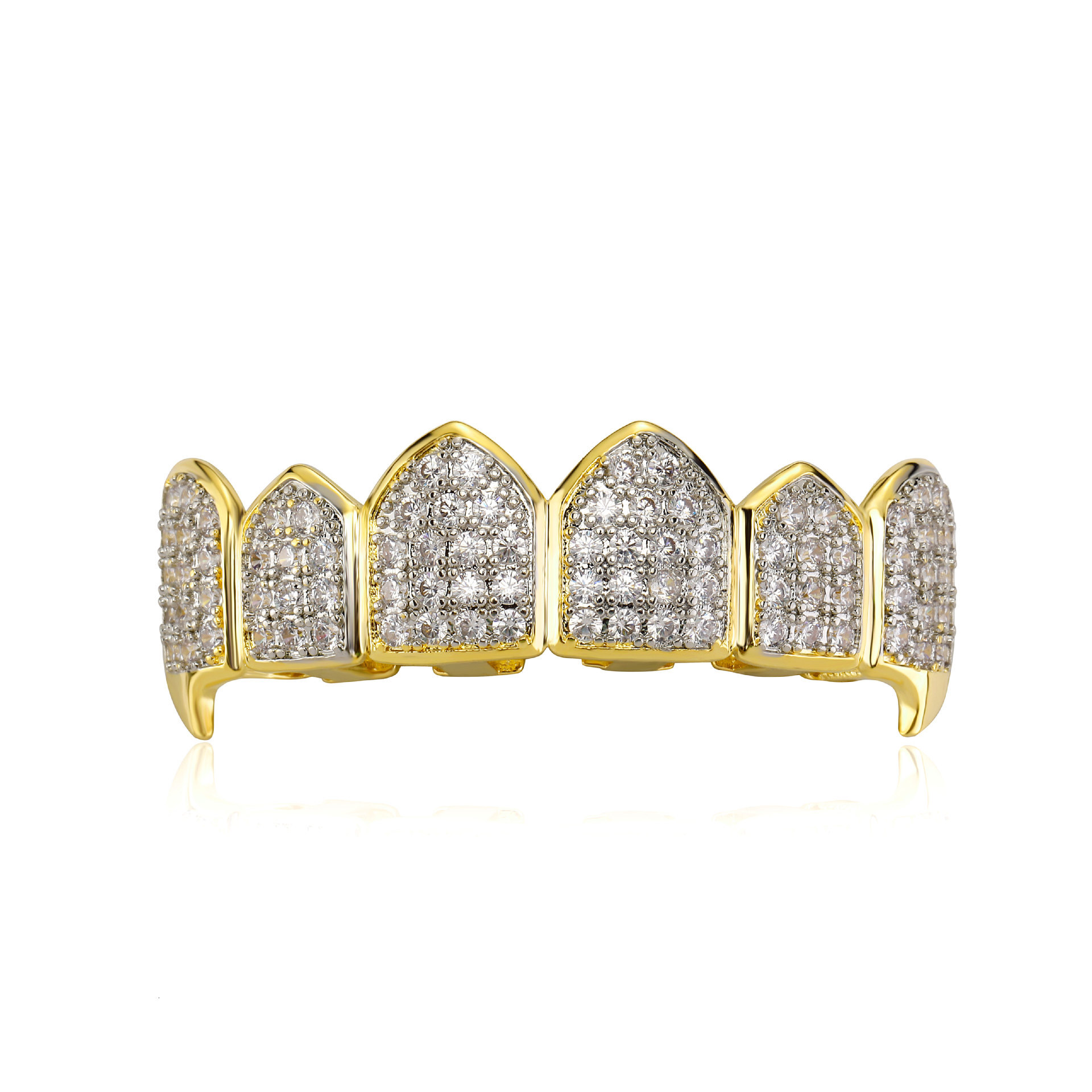 Luxury Hip Hop Gold Grillz Vampire Fangs Iced Out VVS Moissanite Teeth Decoration Bling Bling
