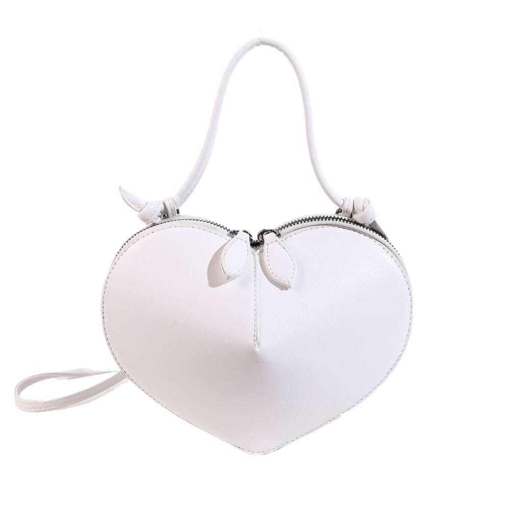 2024 New Heart Handbag for Women Mori Style Soft Girl Fashion Shiny Shoulder Crossbody Underarm Bag