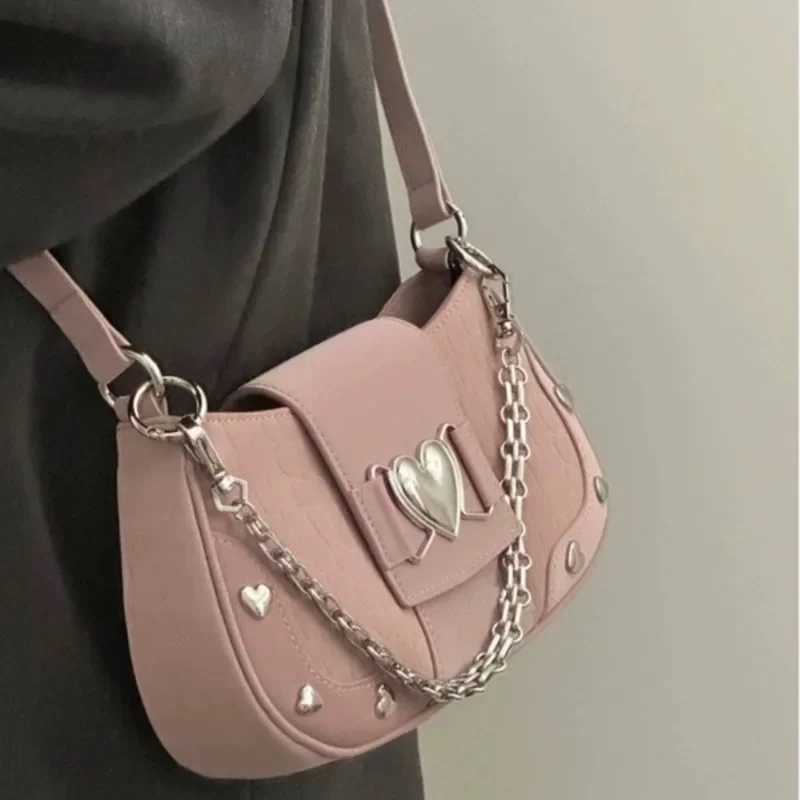 New Fashion Shoulder Bag 2025 PU Bags for Women Sweet Cool Subculture Pink Crossbody Bag Bolsas Y250719