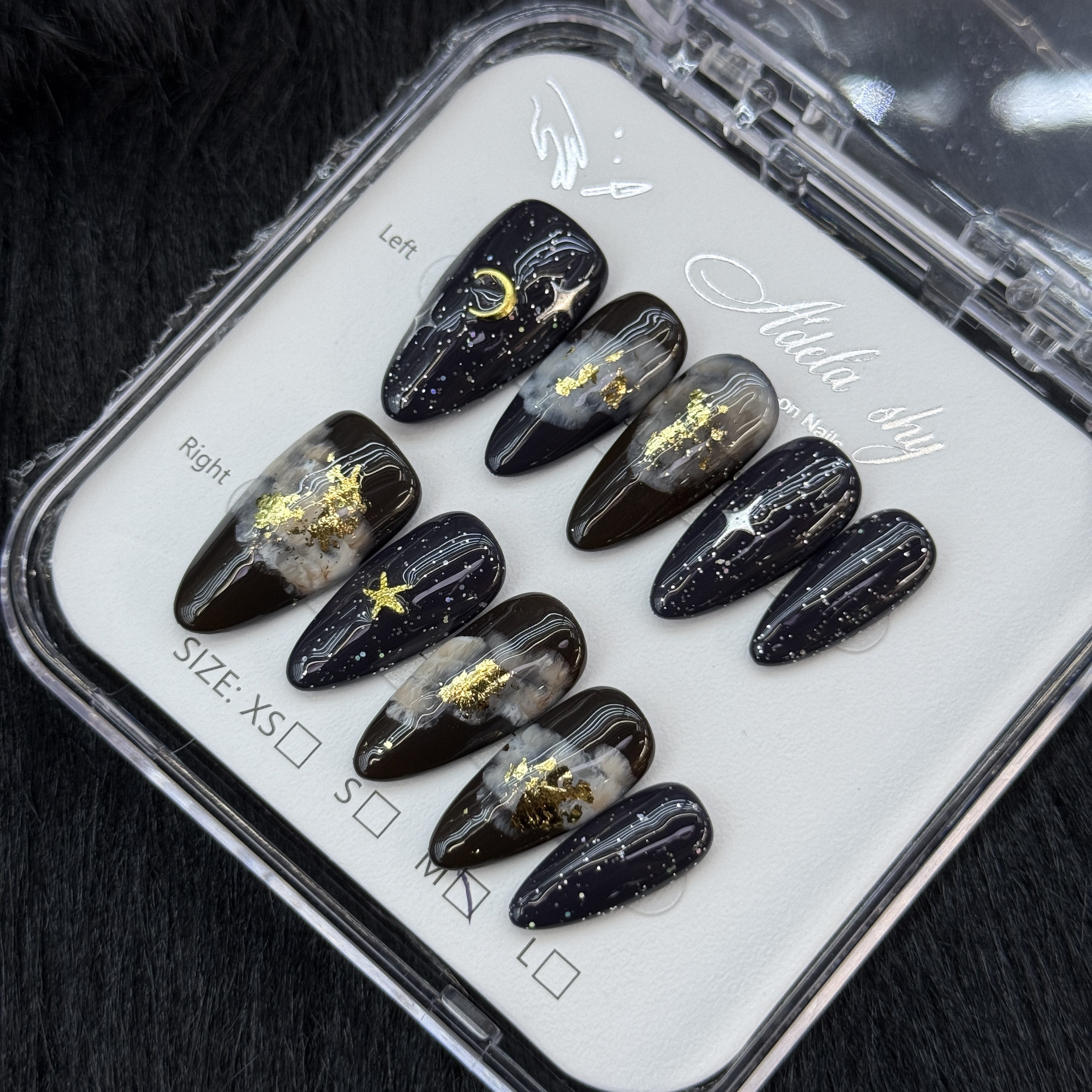 10Pcs Mystical Galaxy Press-On Nails - Dreamy Star & Moon Manicure Set