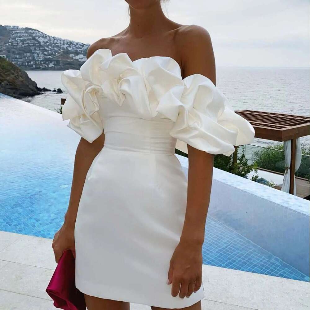 European and American Hot-Selling Fashion Solid Color Strapless Design Off-Shoulder Women's Formal Dress