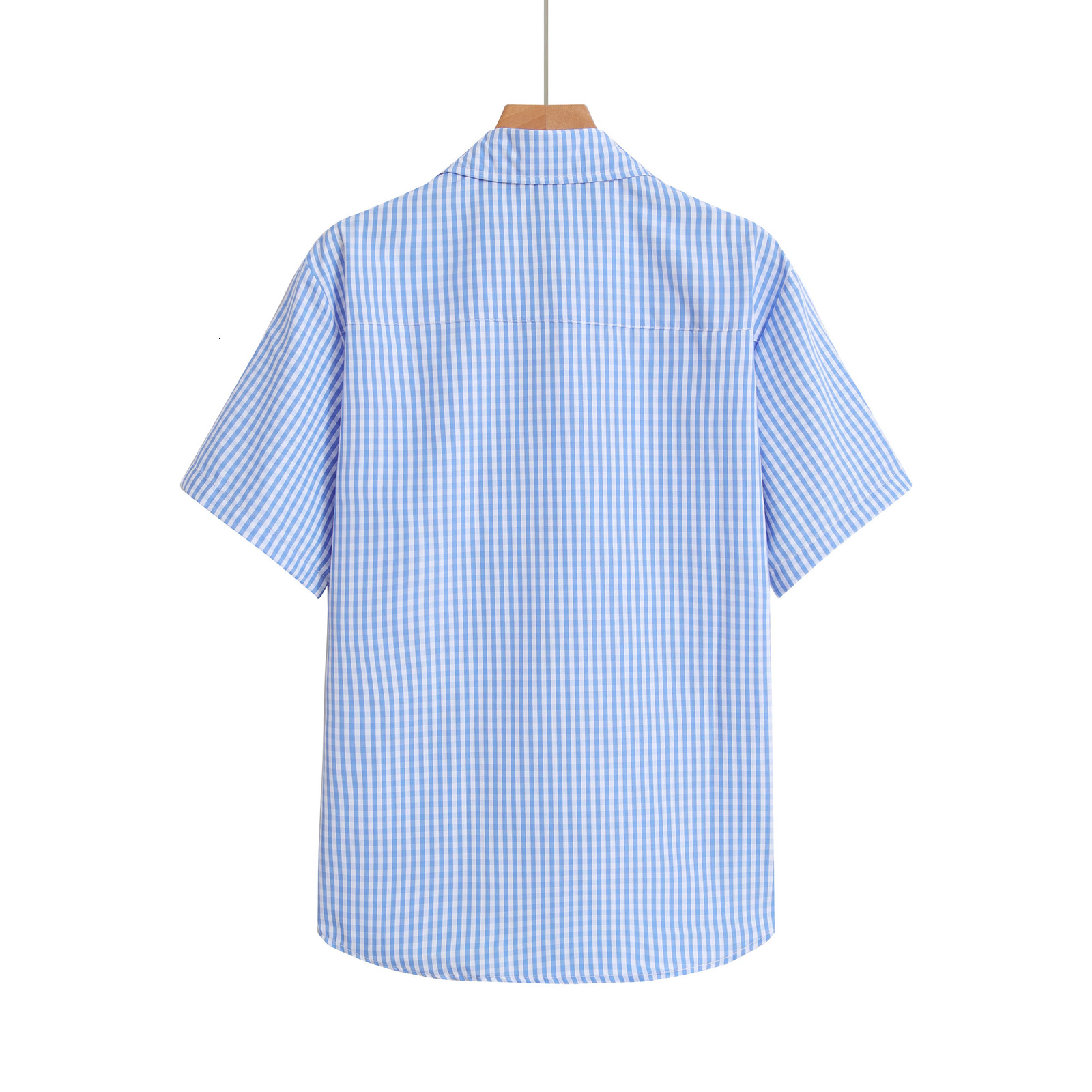 Blue Plaid Shirt Men Shirts Summer Fashion Chemise Homme Mens Checkered Button Up Short Sleeve Blouse 250717