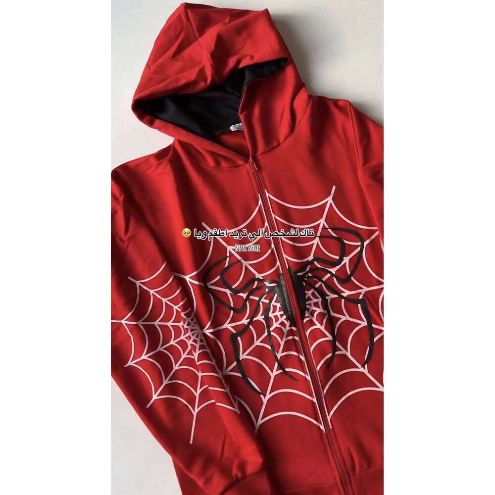 Dark Spider Web Printed Goth Black Hoodie Sweatshirt Zipper Streetwear Y2k Oversized Jacket Mens Womens Coats Interesting