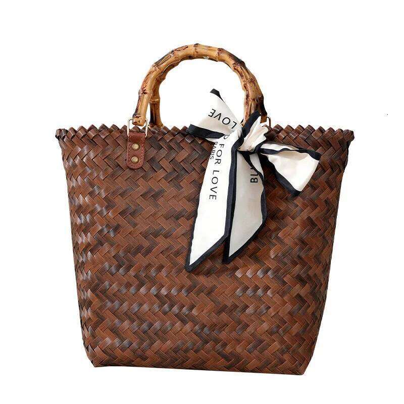 Handmade Fashion Versatile Woven Vegetable Basket Vintage Imitation Bamboo Beach Vacation Bag