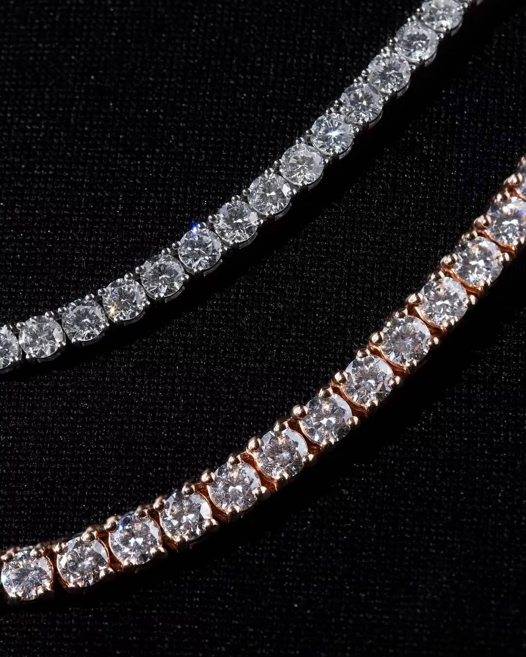 Luxury Moissanite Tennis Chain Necklace for Men Women 14K Gold Plated Iced Out Cuban Link Hip Hop Jewelry Custom Length