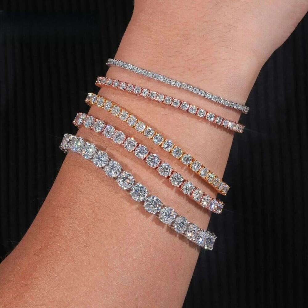 High Quality Pass Dia Tester Hip Hop Sterling Sier 2mm 3mm 4mm 5mm 6.5mm Moissanite Tennis Chain Bracelet