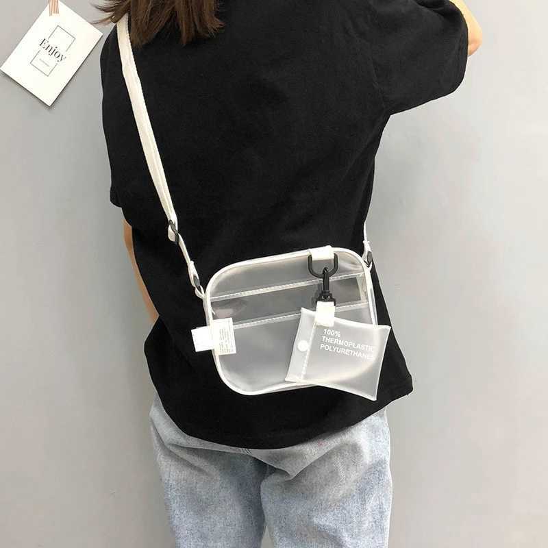 Causual Transparent Clear Woman Crossbody Bags Shoulder Bag Handbag Jelly Small Phone Bags With Card Holder Wide Straps Flap Y250719
