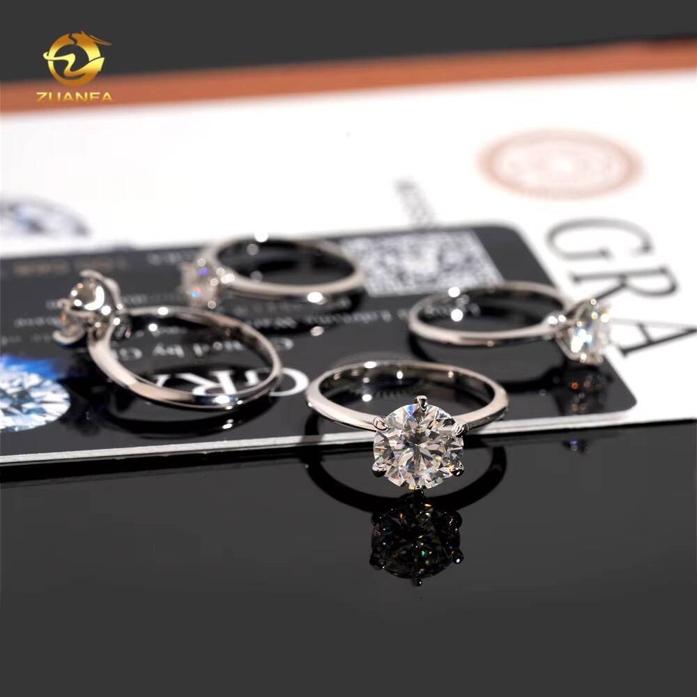 0.5ct 1ct 2ct 3ct Moissanite Engagement Rings 925 Silver 6 Prong Set Women Wedding Ring Pass diamond tester Solitaire ring