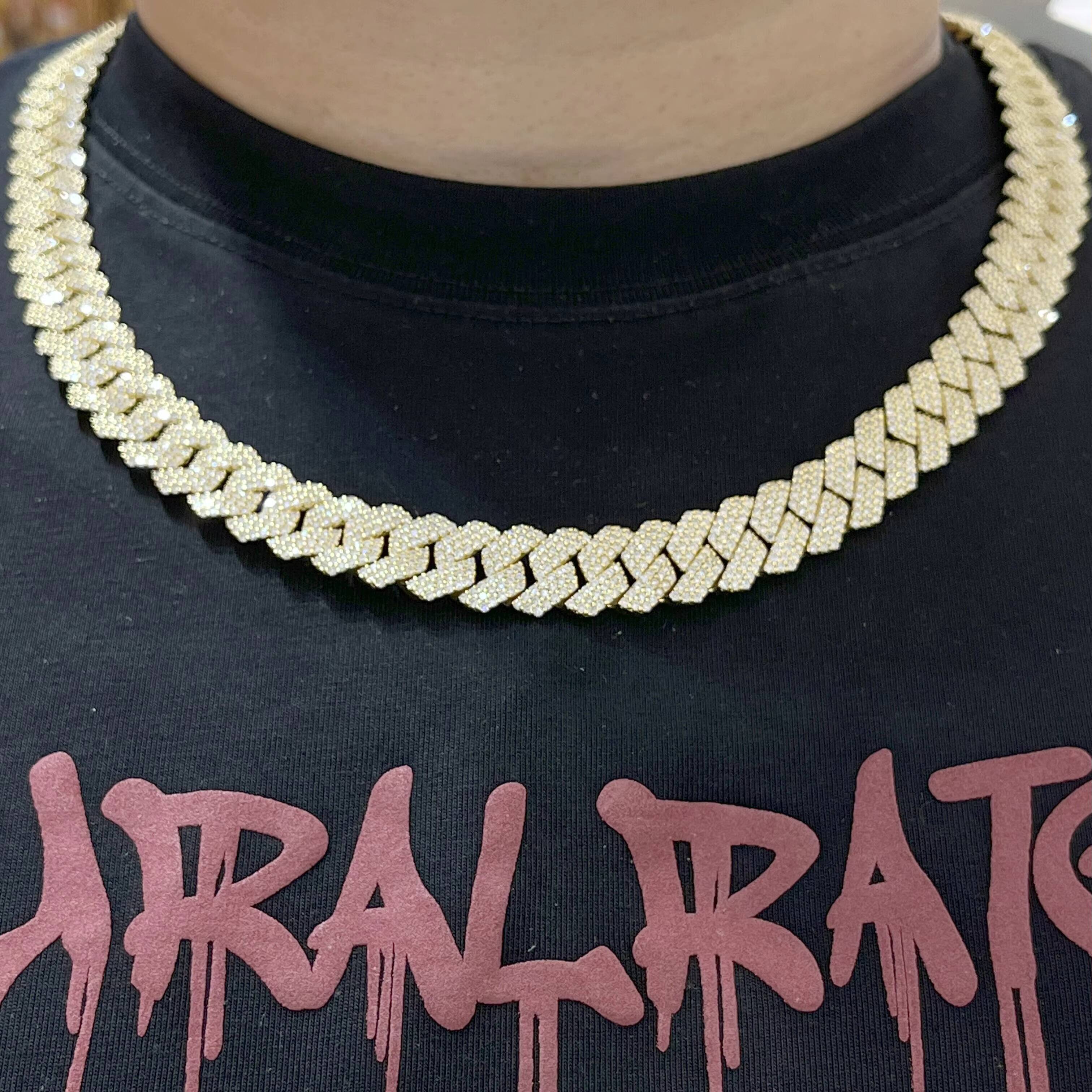 Custom Silver Jewelry Hip Hop Style High Quality 15mm 18mm Moissanite Cuban Chains Unisex Necklace