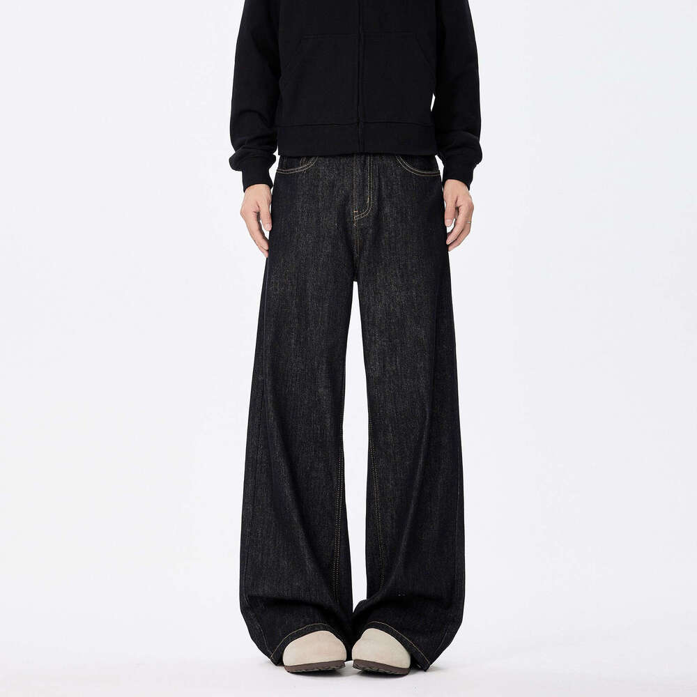 American Style Cleanfit Wide-Leg Jeans for Men, Trendy Brand New Loose Fit Straight-Leg Casual Floor-Length Pants