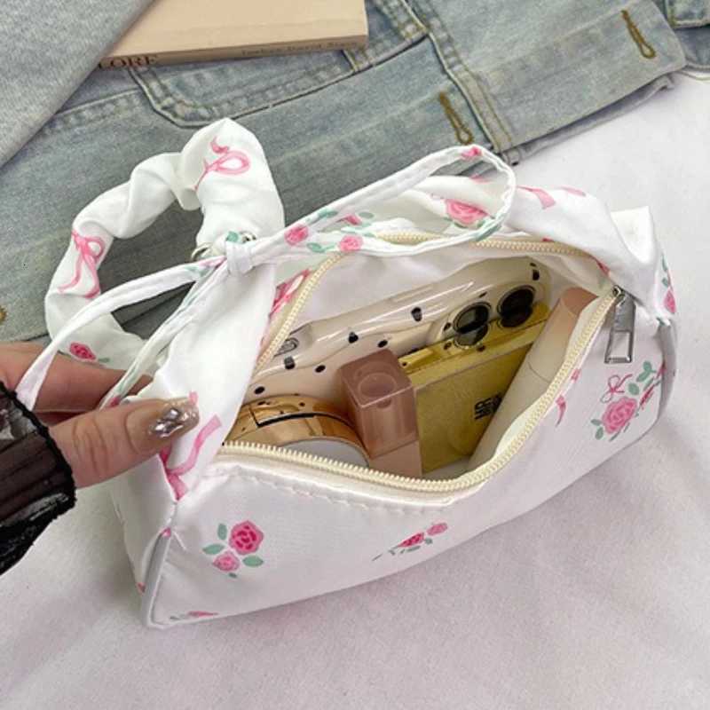 New Drawstring Shoulder Bag Sweet Flower Nylon Armpit Bag Highquality Printed Women Handbag Free Shipping Bags for Women Y250719