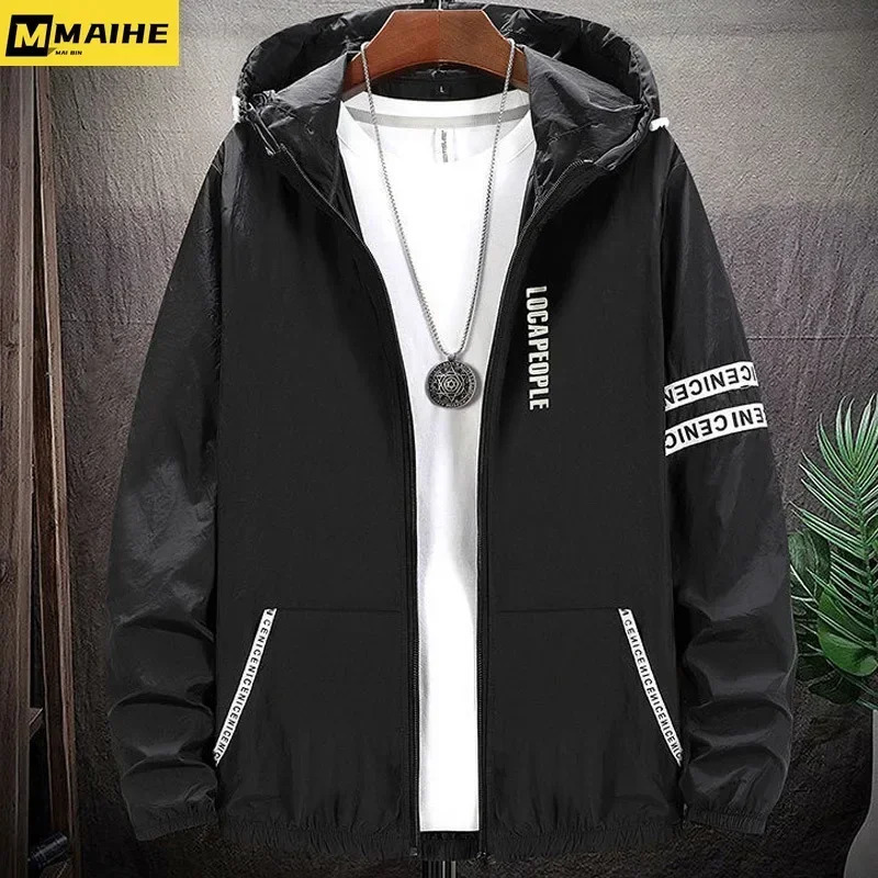 Summer Skin Coats Men SPF Ultra Light UV Sun Protection Big Size Hooded Windbreaker Jacket Men Striped Casual Outwear 8XL 9XL 250717
