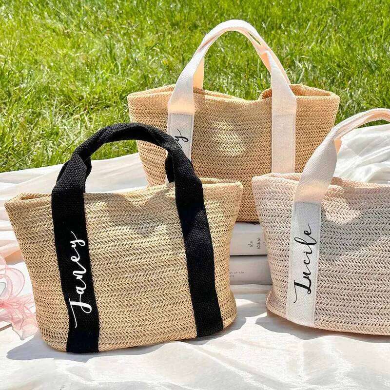 Women's Designer Beach Bag Personalized, Burlap Tote Custom Straw Bags, Bridal Shower Bag, Wedding Gifts, Bridesmaid Proposal Hen Party Bags