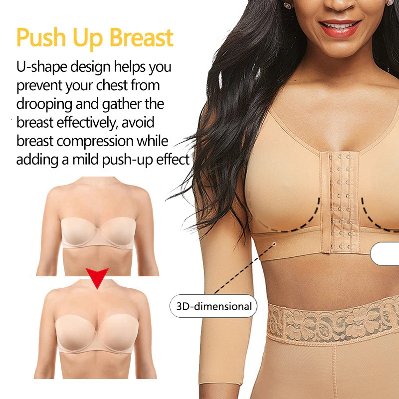 Women Upper Arm Shaper Tops Slimmer Compression Sleeves Post Surgery Posture Corrector Front Closure Bra Tank Top Shapewear 250716