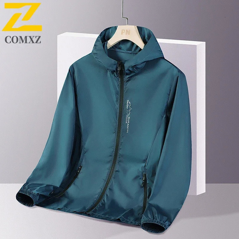 Summer Sun Protection Clothing Mens Casual Ultra-thin UV Ice Silk Hooded Jacket Outdoor Fishing Waterproof Skin Windbreaker 250717