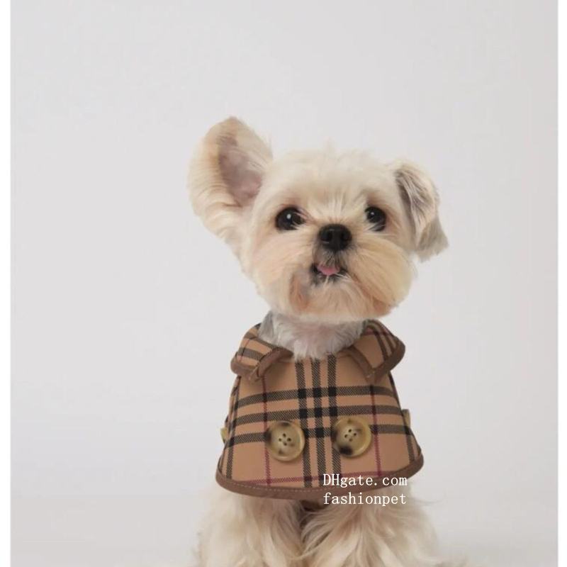 Designer Dog Clothes Classics Lapel Striped Grid Puppy Windbreaker, Luxury Lightweight Dog Jacket for Small Medium Dogs Chihuahuas Poodle Yorkshire Te
