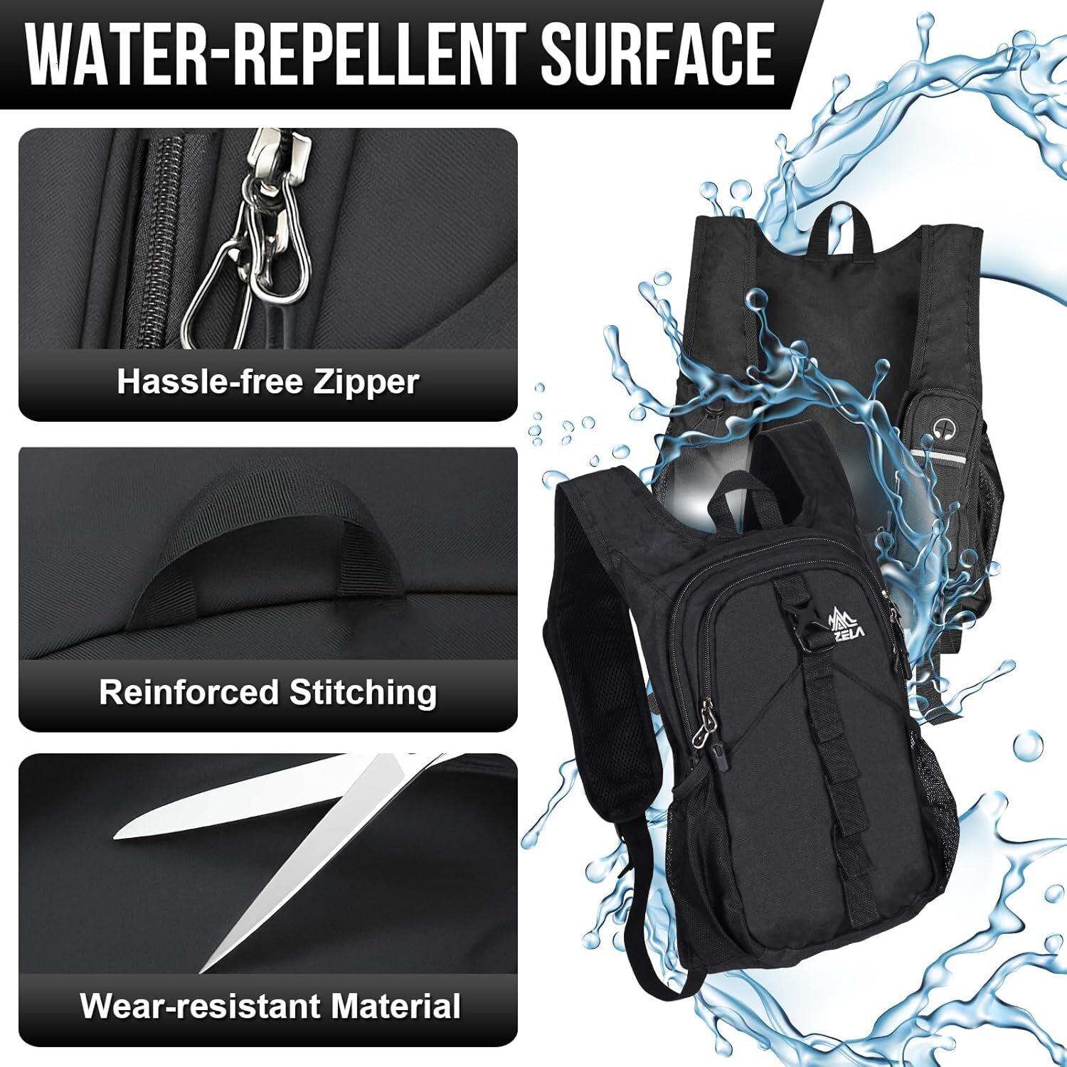 YMX 185 586 FUNANASUN 16L Ultra-Lightweight Foldable Waterproof Women Men Small Backpack For Hiking Commuting Travel, Black