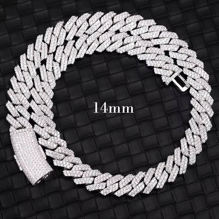 In Stock Fast Delivery Hiphop Diamond Cuban Link Chain 925 Silver Cuban Chain VVS Moissanite Cuban Chain With GRA Certificate