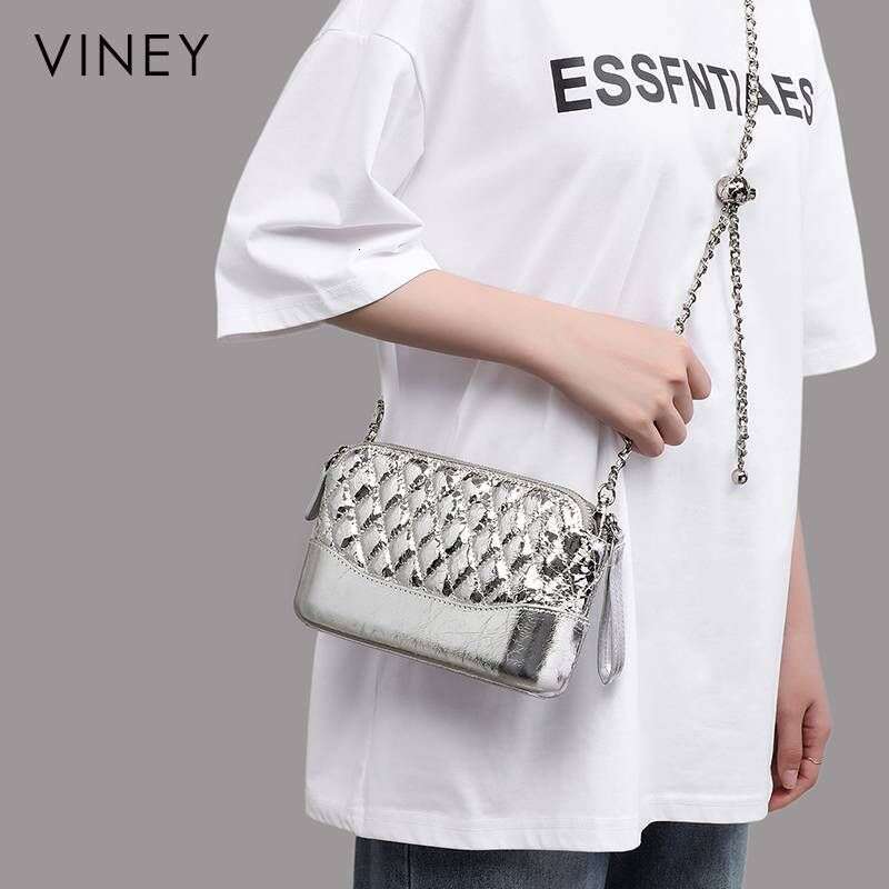 Ladies New Hobo Genuine Leather Women's Crossbody Golden Ball Chain Small Square Bag