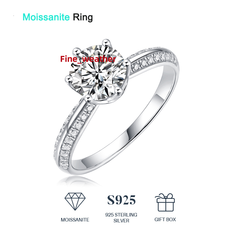 Wholesale Women Moissanite Engagement Rings 925 Sterling Silver 1CT 6.5mm VVS GRA Certified Moissanite Diamond Wedding Ring