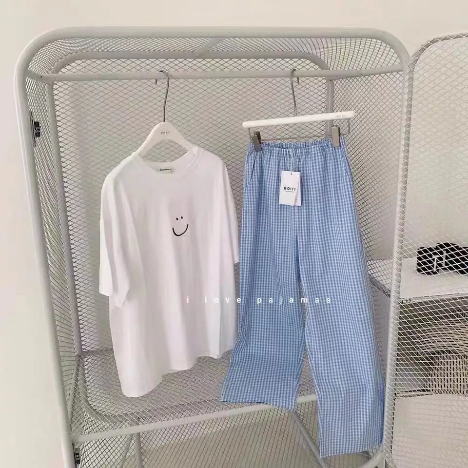 Summer Ladies Pajamas Loungewear Sets Spring and Autumn Short Sleeve Female Student Sleepwear 250717