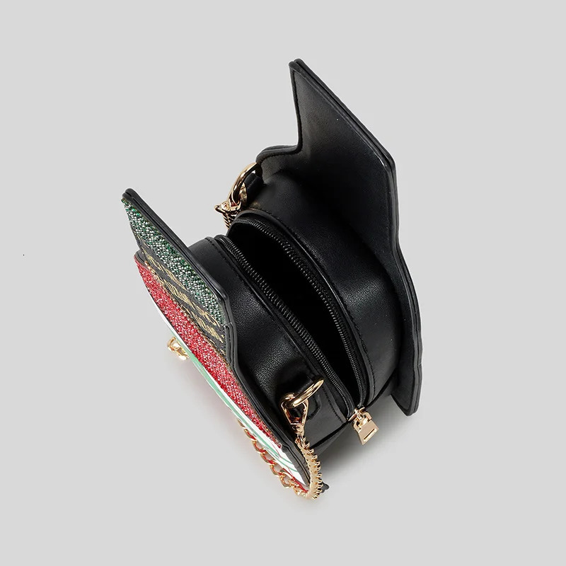 Fashion Rhinestone Bottle Women Shoulder Bags Funny Chili Paste Crossbody Bag Creative Evening Party Phone Purses 250717