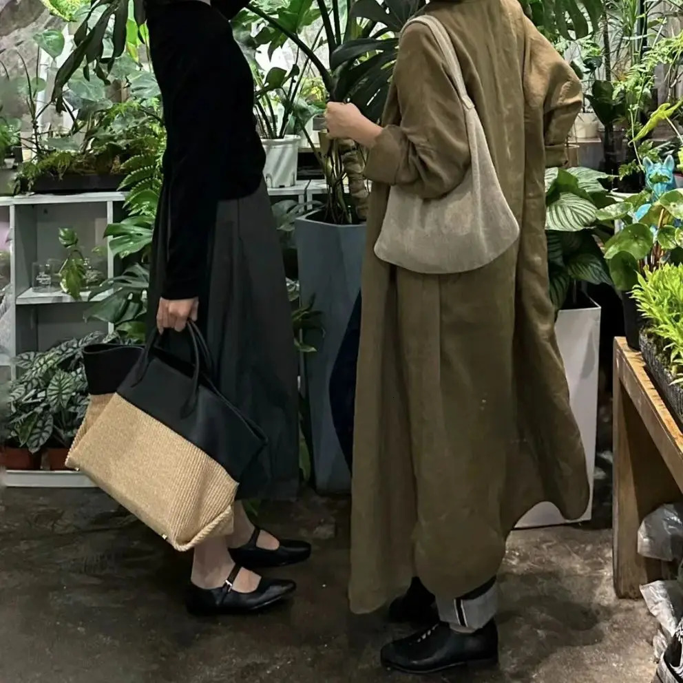 Summer Straw Shoulder Women Large Capacity Rattan Handle Splicing Color Beach Bag Genuine Leather Tote Bags For Women 250715