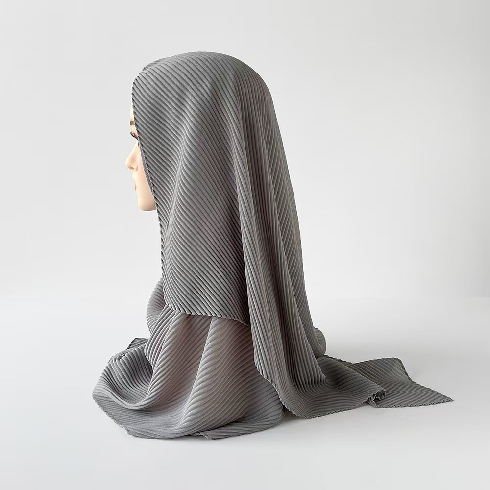 T1261 headscarf pearl chiffon wrinkled scarf pleated thin long scarf Arab ladies headscarf