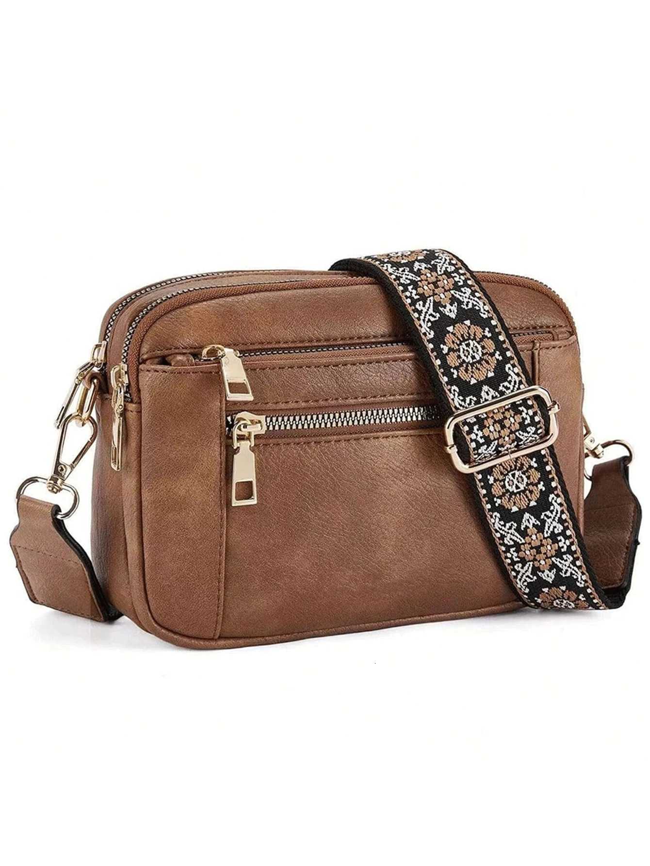 New fashion classic Joker pattern woven shoulder strap solid color pu waterproof fabric Europe and the United States multi Y250719