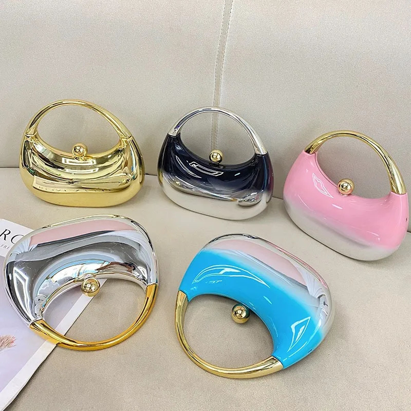 Fashion Acrylic Shiny Shoulder Bag Women Tote Crossbody Chain Round Bag Female Handbag 250717