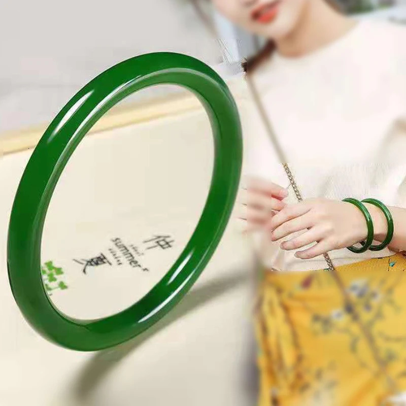 Natural Jade Bracelet Hetian Jade Round Womens Bracelet Delicate Fashion Jewelry Holiday Gift For Girls 250716