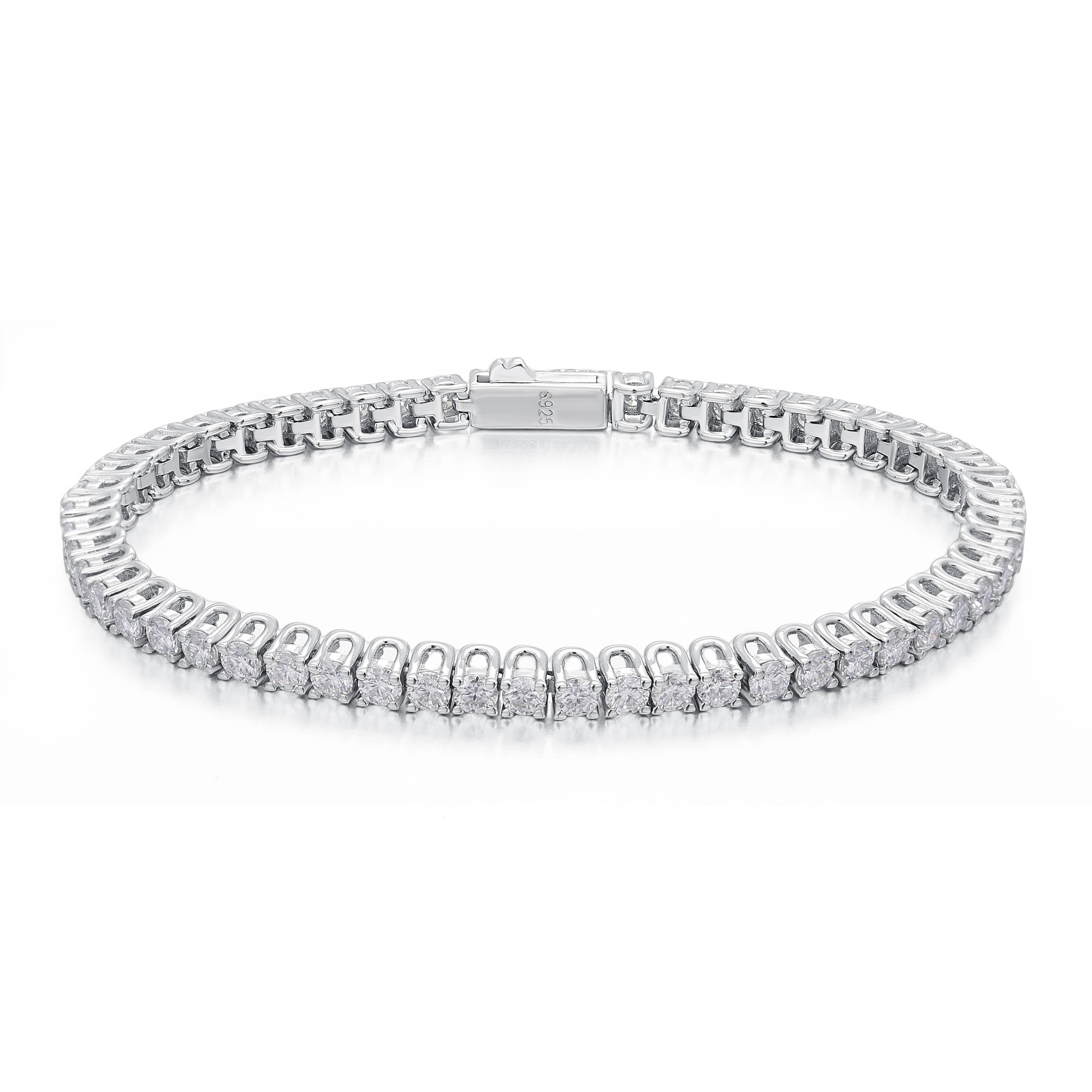 Hip Hop Mens Bracelet 3mm4mm Moissanite Tennis Chain 925 Silver Fashion Moissanite Unisex Bracelet with GRA Certificate