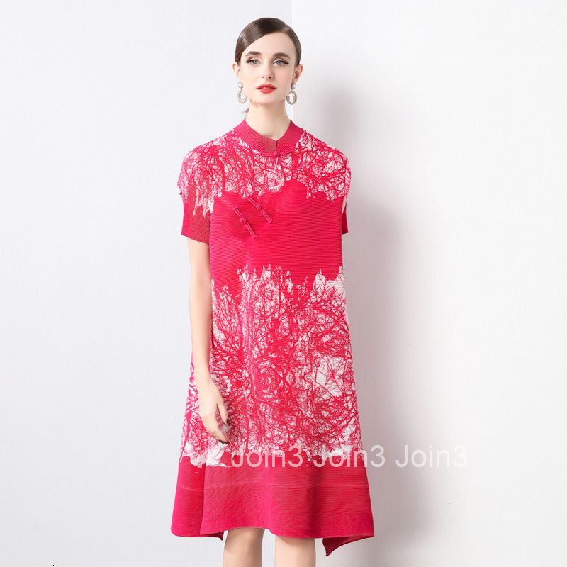 2731 Mom Summer Dress New Style Womens Summer New Chinese Style Red Dress Middle-aged Large Size Improved Cheongsam