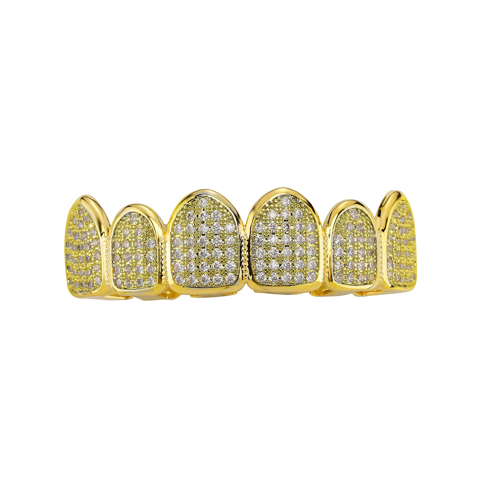 Luxury Iced Out High Quality Gold Teeth Hip Hop Halloween Funny Fake Teeth Grillz Nightclub Rap Personality Accessory