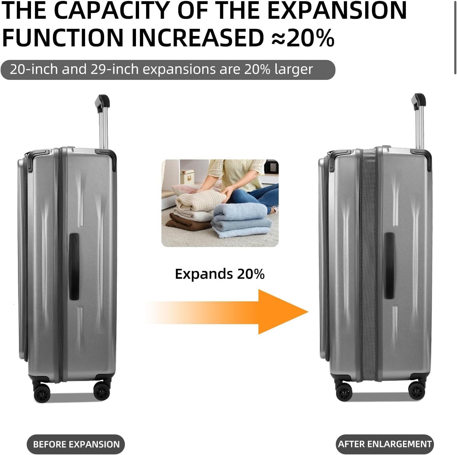 KAISER Carry On Lage, 20 Inch Top Opening Aluminum Frame Lightweight Airline Approved ABS+PC Hard Shell Suitcases with Silent Wheels, designer bag Fro