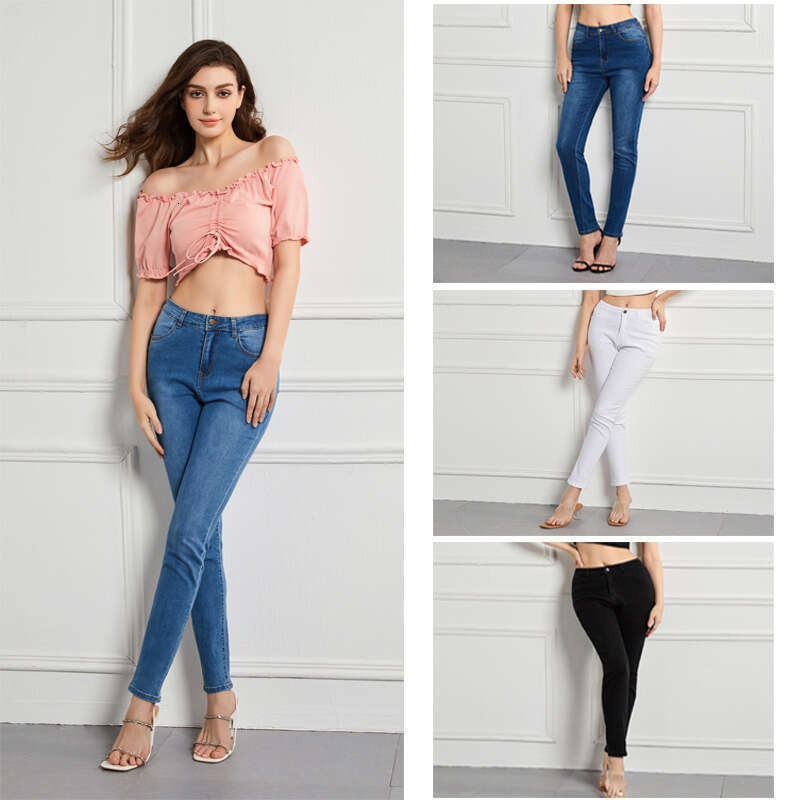 2025 Jeans Slim Fit Waist High Elasticity Skinny Plus Size Women's Basic Pants