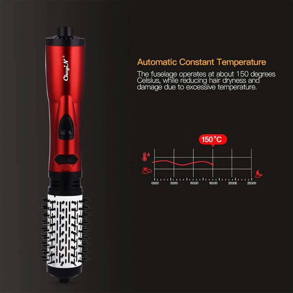 CkeyiN Hair 2 In 1 Hot Air Spin Brush Curling Straightening Styling Auto-Rotating Ionic Round Blow Dryer Volumizer
