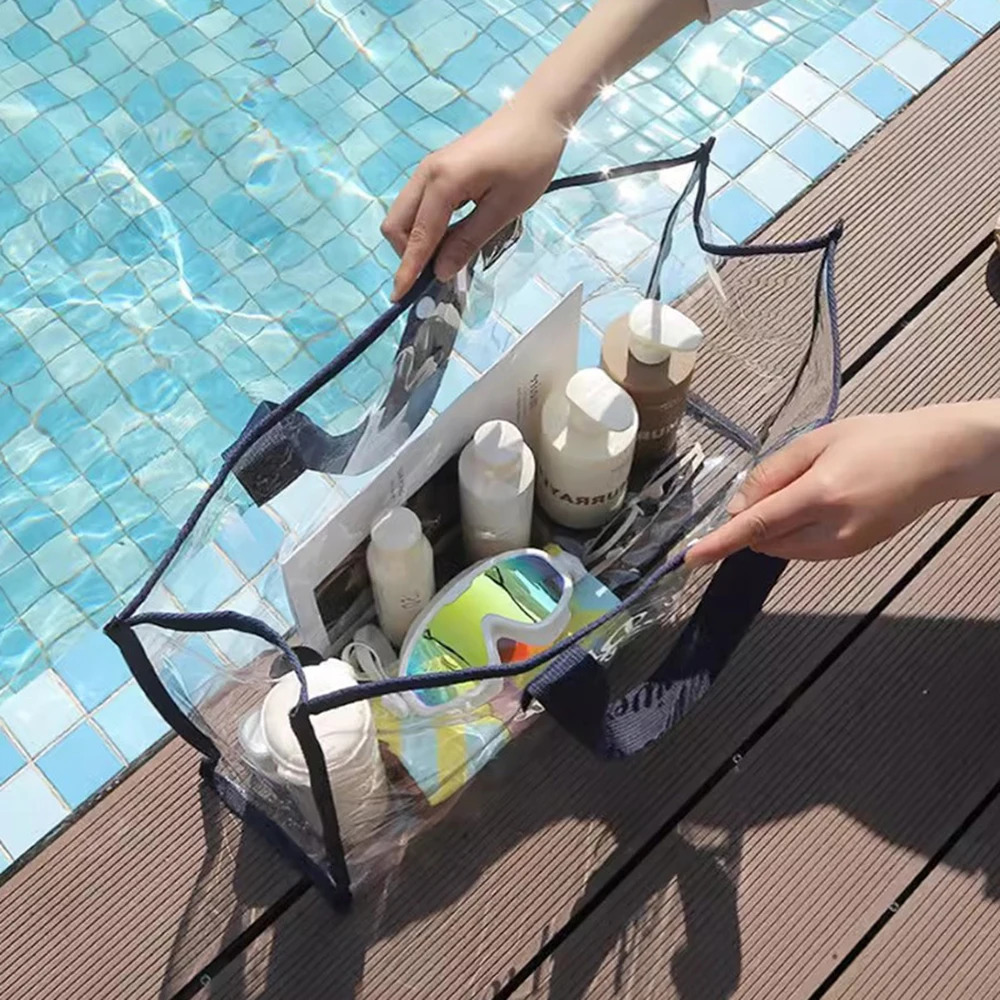 1PC Summer Large-Capacity Waterproof Beach Bag - Pvc Bag - Transparent For Swimming Traveling And Shopping 250714
