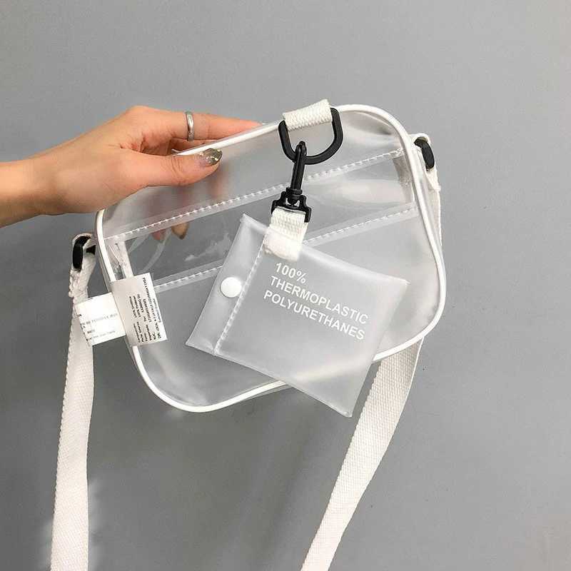 Causual Transparent Clear Woman Crossbody Bags Shoulder Bag Handbag Jelly Small Phone Bags With Card Holder Wide Straps Flap Y250719