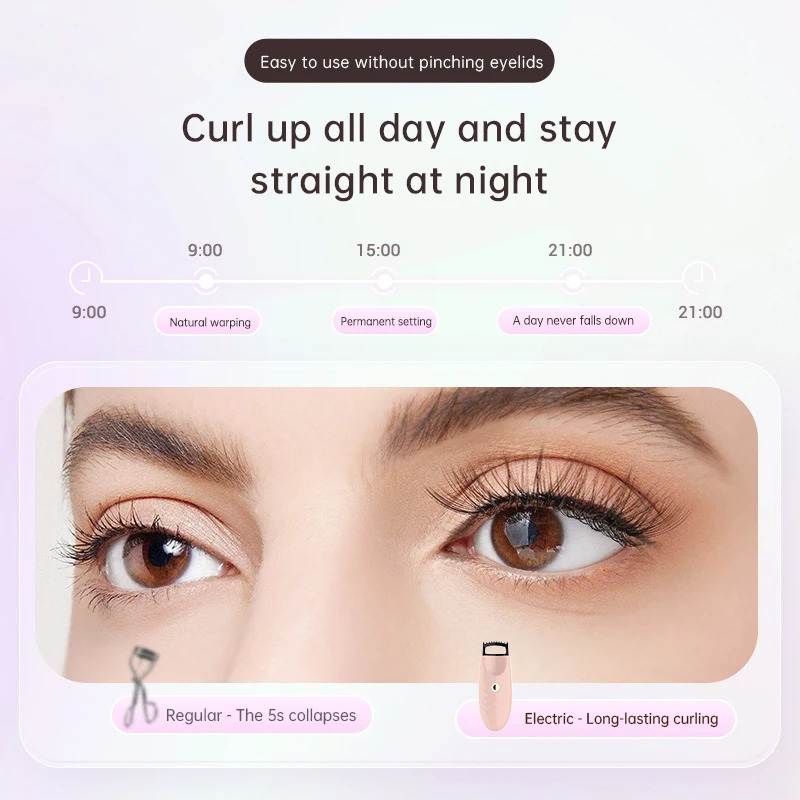 Electric Eyelash Curler 24H Long Lasting USB Charging Beauty Make-Up Tool Mini Heated Eye Lash Curlers with Safe Anti-Burn 250716